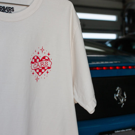 Vintage White I Heart Cars Tee