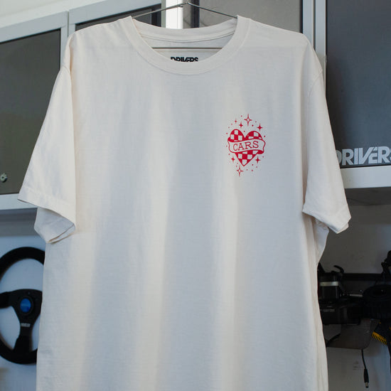 Vintage White I Heart Cars Tee
