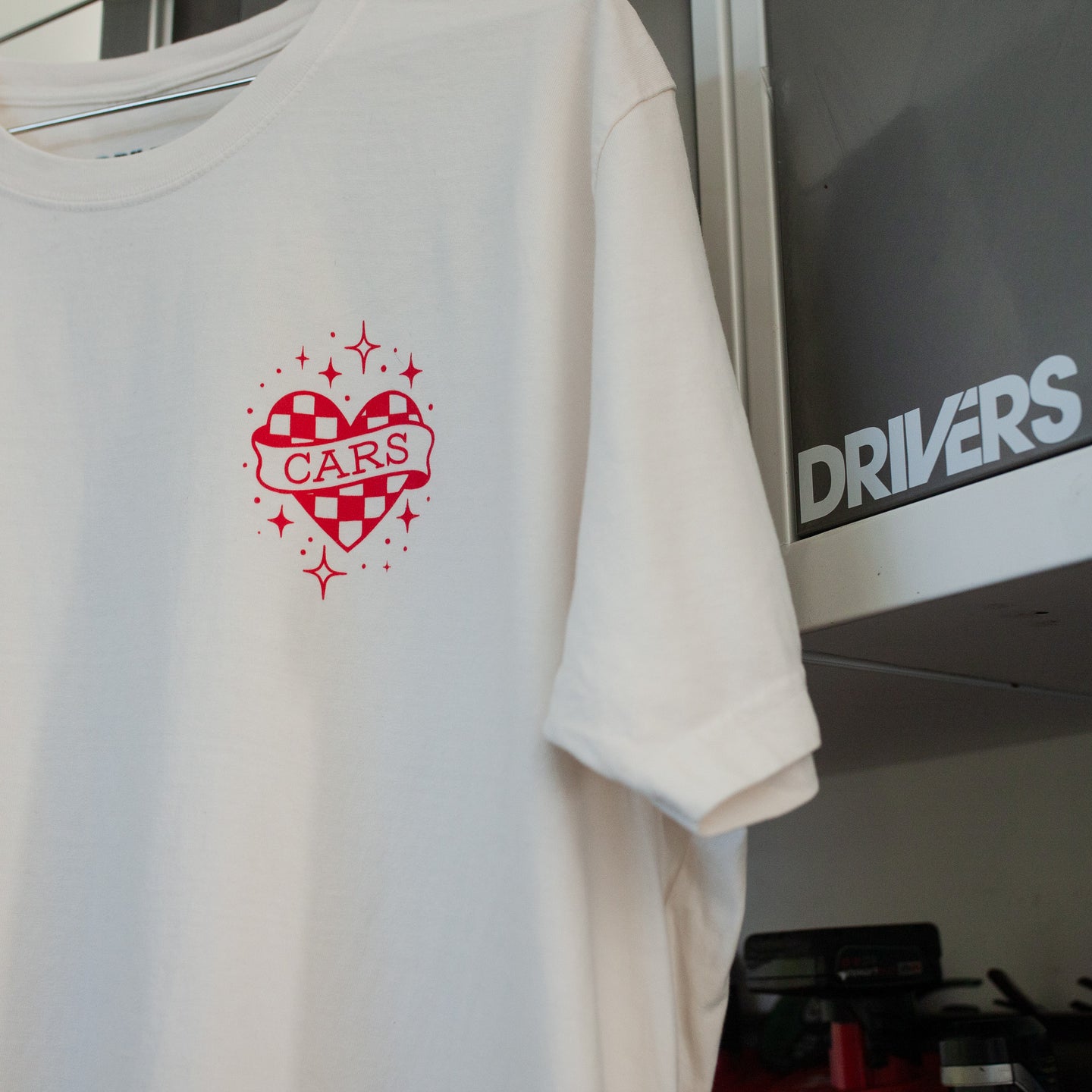 Vintage White I Heart Cars Tee