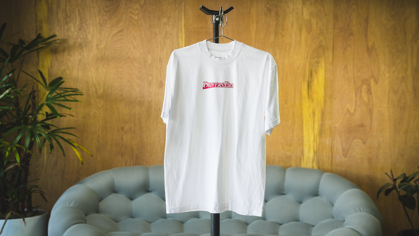 Strikethrough Logo Tee: White